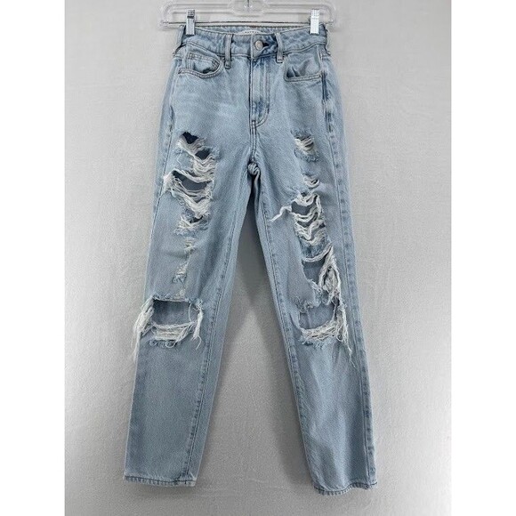 PacSun Denim - PacSun Junior Women's Jeans Distressed Light Wash Size 23 Tapered Mom Jeans